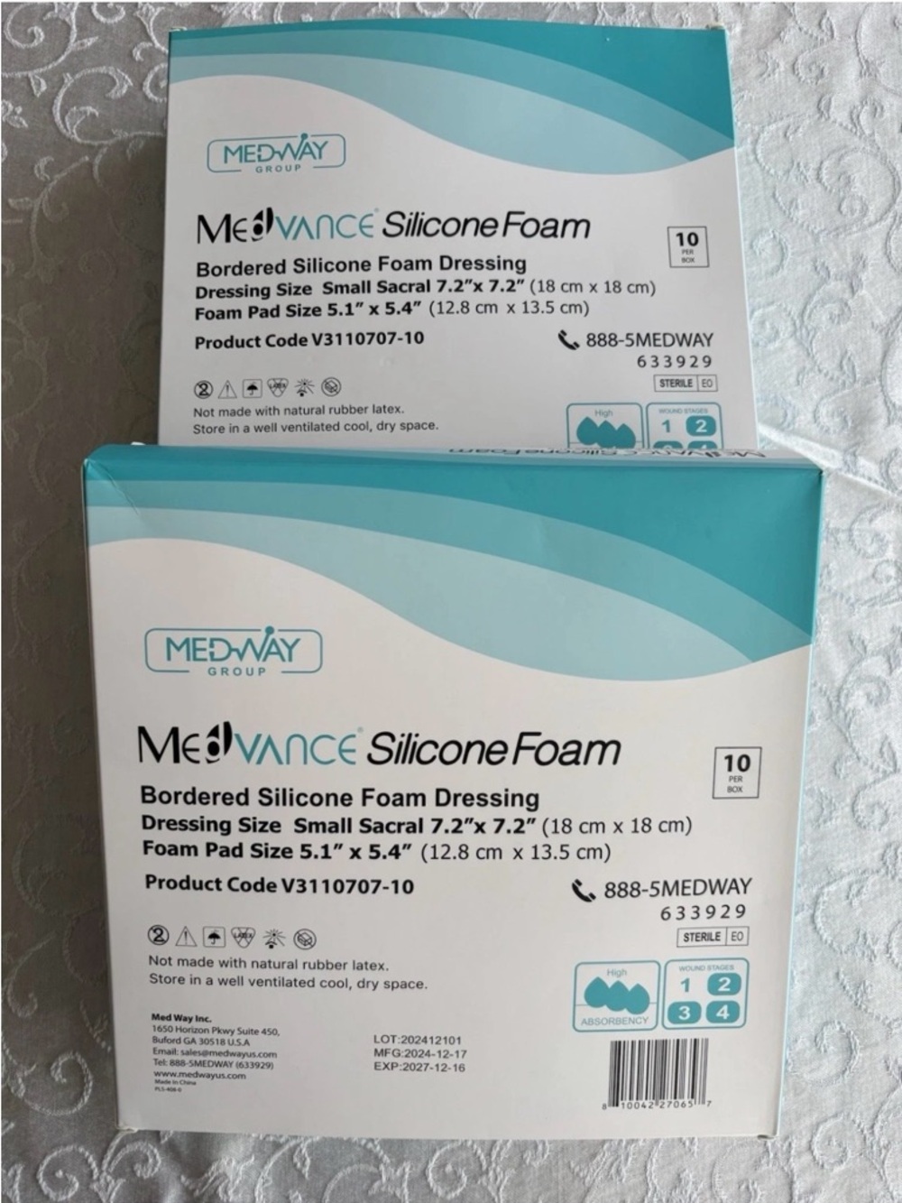 2 Boxes MedVance Silicone Bordered Adhesive Small Sacral Dressing 7"x7" Medway